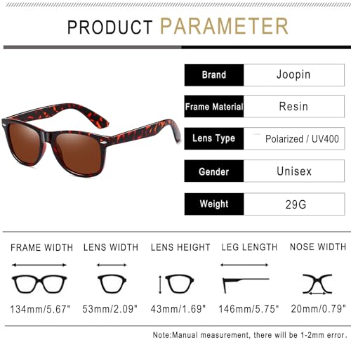 Image of Joopin Square Sunglasses Polarized UV400 Designer Sun Glasses Men Women | Oversized, Plastic Frame, Retro, Vintage, Unisex, Trendy Shades for Driving, Party, Fishing, Business, Costume