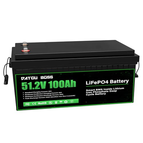 DATOUBOSS 48V 100Ah LiFePO4 Golf Cart Battery, 500A Peak Discharge ≤3s, Grade A Cells, 48V Lithium Battery, Built-in 150A BMS, Long Lifespan, for Golf Cart, Solar, RV, Marine