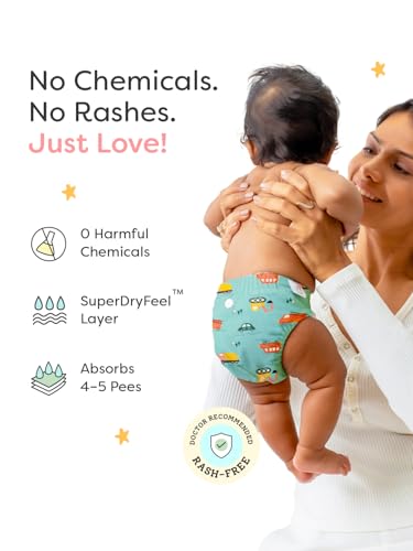 Image of SuperBottoms Starter Kit with UNO SuperSoft (Velcro Closure) - Reusable Washable Cloth Diapers for Babies 5-17kg with DryFeel Magic Pads, Booster, Universal Booster & 100 Disposable Diaper Liners