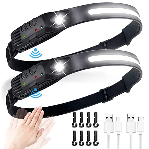 flintronic 2PC Stirnlampe LED Wiederaufladbar Intelligenter Sensor COB Kopflampe 600 Lumen 230 ° Beleuchtung leichte Stirnlampe 5 Lichtmodi für Angeln, Camping, Joggen Laufen flintronic 2PC Stirnlampe LED Wiederaufladbar Intelligenter Sensor COB Kopflampe 600 Lumen 230 ° Beleuchtung leichte Stirnlampe 5 Lichtmodi für Angeln, Camping, Joggen Laufen