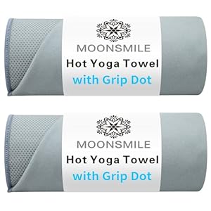 MOONSMILE 2 Pack Hot Yoga Mat Towels with Grip Dot,Yoga Mat Towels for Hot Yoga Non Slip,Soft Suede Microfiber Cover,Absorbent Pilates Exercise Accessories