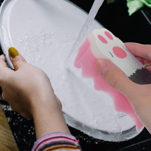 Image of Healeved Cat Claw Sponge Kitchen Cleaning Sponges Thickened Dishwashing Scrubber for Pots Bowls Cups 1.7X0.85X4.33 Inches Reusable Non-Woven Fabric