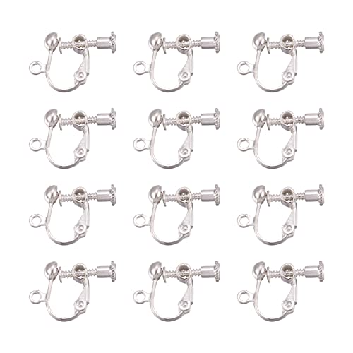 Craftdady 50Pcs Silver Screw Back Clip On Earring Converters Adjustable Earring Clips 17X13Mm With Loop For Non-Pierced Ears Dangle Earring Jewelry Making #TOP6