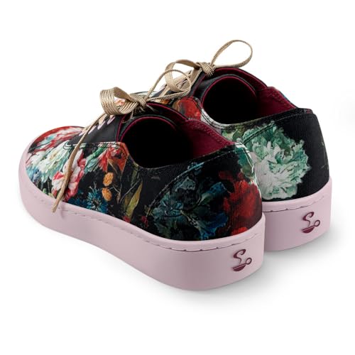 Image of Hot Chocolate Design All-Day Women's Lace-Up Sneakers | Canvas Upper, Cushioned Footbed with Arch Support, Flexible Rubber Outsole, Vegan Construction, Casual Everyday Sneakers