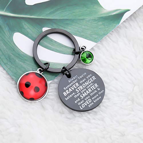 BAUNA Ladybug Keychain BFF Friendship Gift Always Remember You’re Braver Than You Believed Key Ring Cosplay Charm Jewelry(Ladybug Black Keychain)2