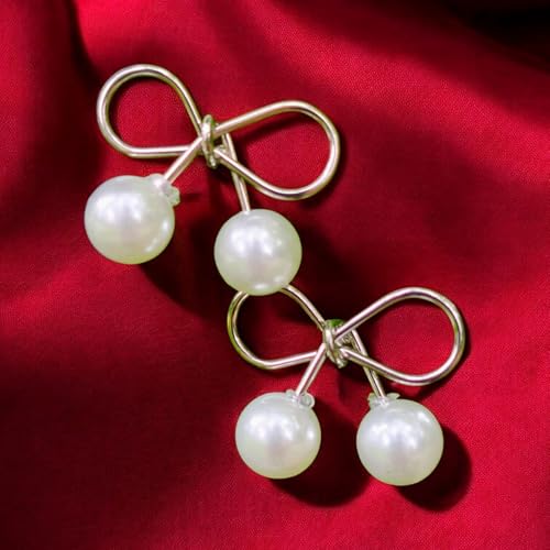 Image of Korean earrings combo for girls stylish | Pack of 4 Bow earings | Bow, Pearl Bow, Silver and Golden Color Irregular Bow knot Designs | Golden color Ear rings For Women