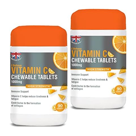 Vitamin C 1000mg Chewable by Club Vits - 180 Tablets - Supports Immune Health and Helps Fight Colds - Helps Reduce Tiredness and Fatigue (Pack of 2) Cover