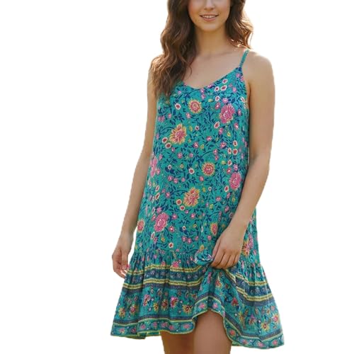 Image of Watoriwa Women Summer Boho Mini Dress | Spaghetti Strap, Sundress, Beach, Casual, Coverup