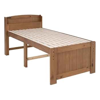 Amazon｜高さ3段階調節 すのこベッド シングル ハイタイプ 棚