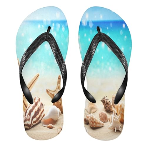 Nander Beautiful Beach Scenery Sandal Flip Flops of Men's & Women's,Beach Slippers Flip Flops Shower Shoes