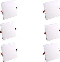Kit 6x Painel Plafon Frameless Borda Infinita Sobrepor Ou Embutir Quadrado 17x17cm 24W 6500K Bivolt
