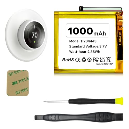 WAVYPO 1000mAh TL284443 Battery for Nest Learning Thermostat (2nd/3rd Generation) and Nest Thermostat Efor ModelT3007ES T3008US A0013 T4000ES
