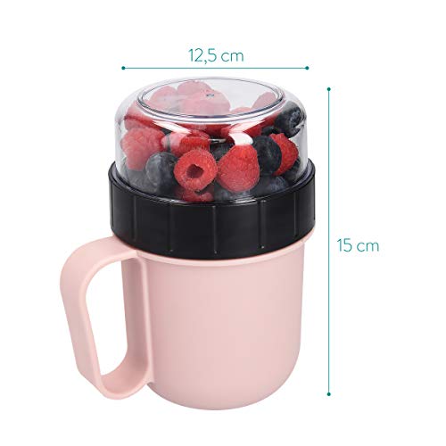 Navaris Taza para muesli to go - Vaso con 2 Partes para Snacks sopas ensaladas Pasta Yogur postres - Apta microondas y… - Imagen 6