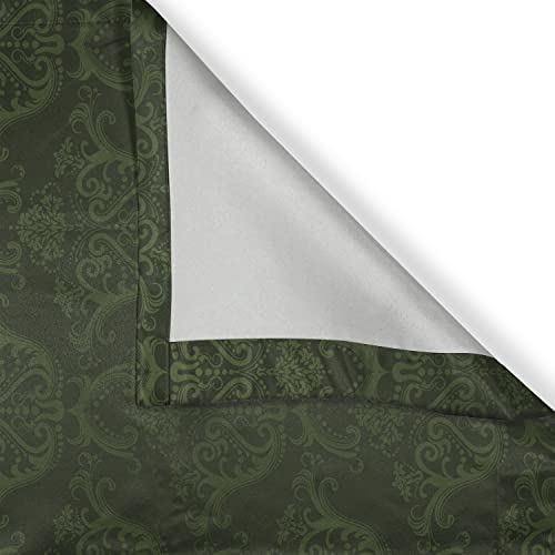 Lunarable KC_44266_55X39 Hunter Green Kitchen Curtains, Victorian Damask Rococo Renaissance Swirled Classic Floral Petals Pattern, Window Drapes 2 Panel Set thumb #2