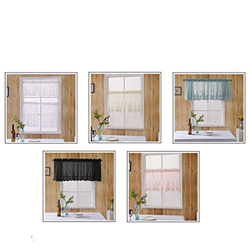 Ciieeo Short Curtain Lace Trim Semi- Sheer Kitchen Curtain Window Lace Trim Semi- Sheer Rod for Small Window Bathroom (130x41cm) - Image 3
