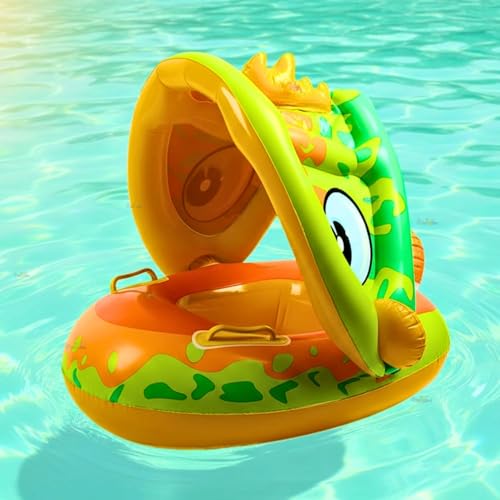 Image of Baby Pool Float with Canopy & Sunshade, Inflatable Infant Swim Ring for Babies & Toddlers, Kids Swim Float Boat for Pool & Outdoor Water Play, 6-36 Months