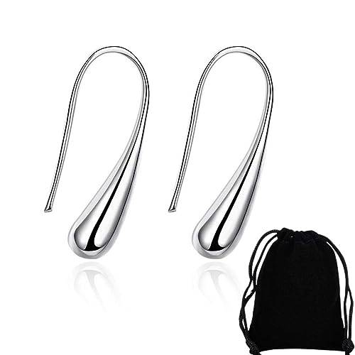 LICHUANUK Boucles d'oreilles Femme Gouttes D'eau, Acier Inoxydable Argent Hypoallergénique Bijoux Cadeau
