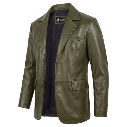 Image of Isaac & David Chicago Lambskin Genuine Casual Wear Leather Blazer Sport Coat Classic Button Closure for Men 2 Button Coat