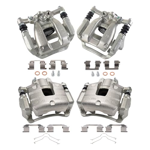 Image of TRQ Front and Rear Brake Caliper Set Zinc Coated Brackets Hardware Compatible with 2017-2019 Buick LaCrosse 2016-2018 Chevrolet Malibu 2018-2020 Equinox 2018-2020 GMC Terrain