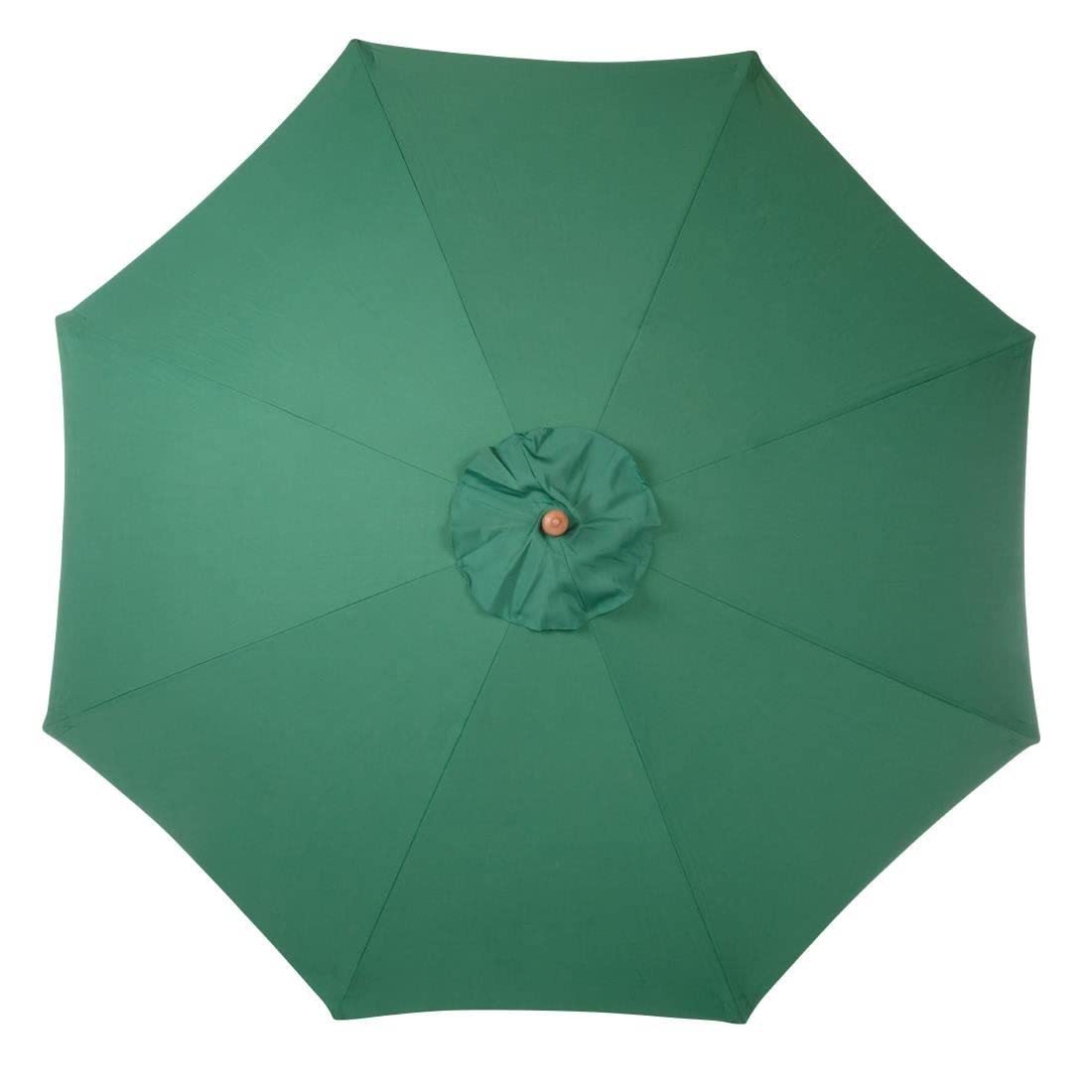 Bolero Parasol rond à poulie de 3 mètres de diamètre, vert, taille : 2,52(H) x 3(Dia)m, mât à 2 poteaux en bois dur Nyatoh, auvent hydrofuge, CB515