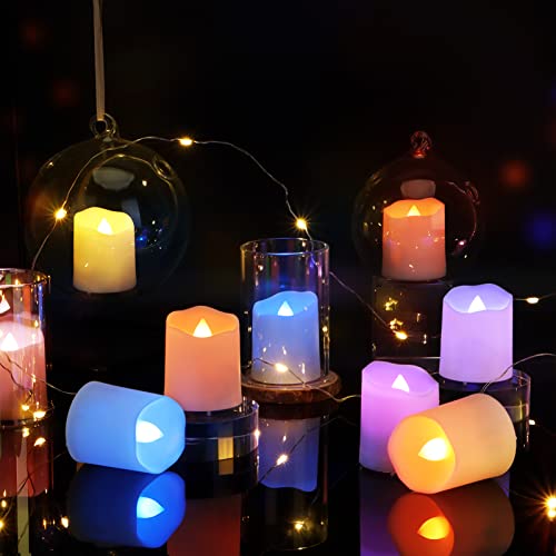 Fpoo Flameless Usb Recgargeable Tea Candles With Timer, 12 Pcs Electric Color Changing Flickering Lights Candle With Remote, Led Rgb Tealights For Halloween, Garden, Home, Christmas Decorations #TOP20