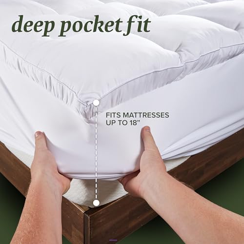 Image of Beckham Hotel Collection Queen Size Mattress Pad (Extra Padded) & Protector Hybrid - Quilted Pillow Top Mattress Cover - Thick, Plush, Fitted Mattress Topper for Bed