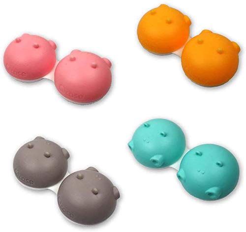 SPORTS WORLD VISION3PCs Hippo Fun Contact Lens Case, Distinctive Cute Pink Animal Design Contact Lenses Case Box, Portable, Lightweight, Cute & Fun Travel Storage/Soaking Lens Solution Case