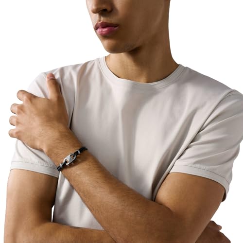 Emporio Armani Herren-Edelstahlarmband mit Karabiner-, Schieber- oder Magnetverschluss, Kohleschwarz – Ansicht 2