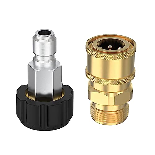 Juego de conectores rápidos para arandelas a presión, adaptador de acoplador M22 a 1/4 pulgadas de desconexión rápida para mangueras y bombas MaxPressure 5000 PSI