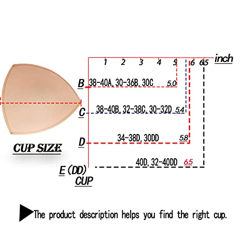 Wmugthome 3 Pairs Sewn Bra Pads Push Up Of Triangle Inserts For Replacements Bikini Top And Sports Swimsuit Bra Inserts(Beige, Dd/F Cup) #TOP1