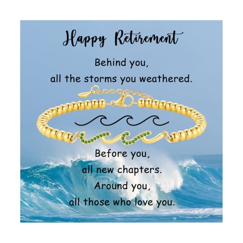 Image of Gift for Daughter Sister Bestie Friends Mom The Waves of Life We've Through Together Wave Bracelet Women Birthday Retirement Insprational Gifts for Her