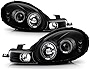 [For 2000-2002 Dodge Plymouth Neon] LED Halo Ring Black Projector Headlight Headlamp Assembly, Driver & Passenger Side