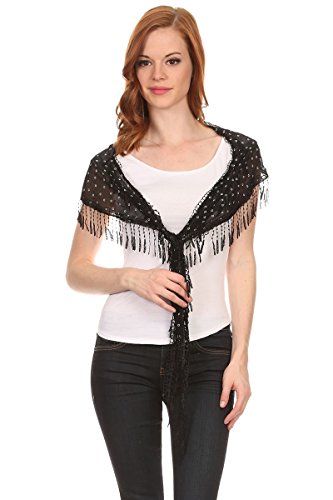 AN Lace Scarf Womens Vintage Flower Dressy Shawl Lightweight Stole Tassel Fringe