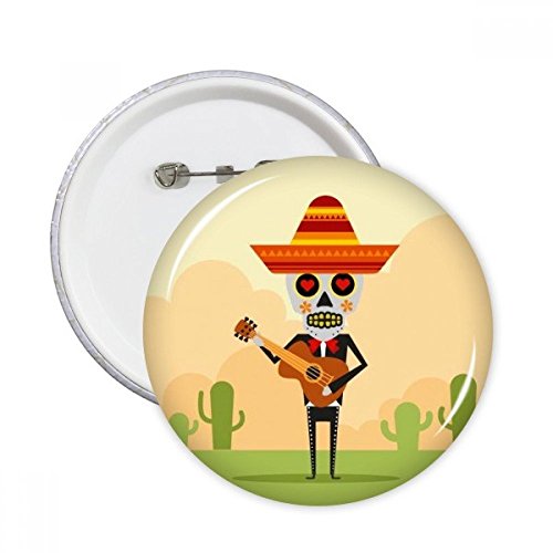 Cadeau badge guitare Mexique tête de mort pour passionné de rock XL