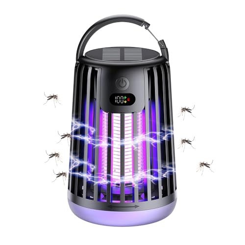 Mineup Lampada Antizanzare Elettrica, Zanzariera Elettrica da Esterno con Led lampad, 2000V UV Lampada Antizanzare Portatile, impermeabile IP66 per giardino, campeggio e uso esterno