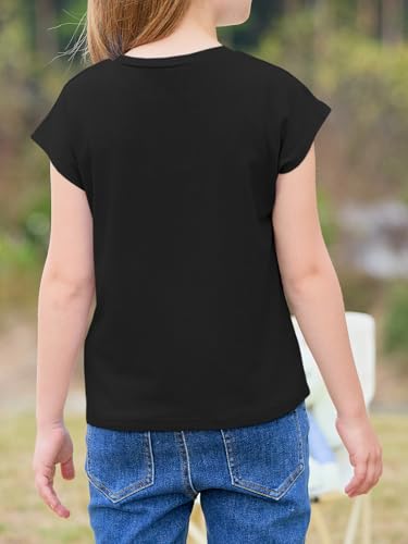 Image of Imily Bela Girls Short Sleeve T Shirts Crew Neck Cap Sleeve Tank Tops Casual Loose Summer Shirt Kids 5-14 Years