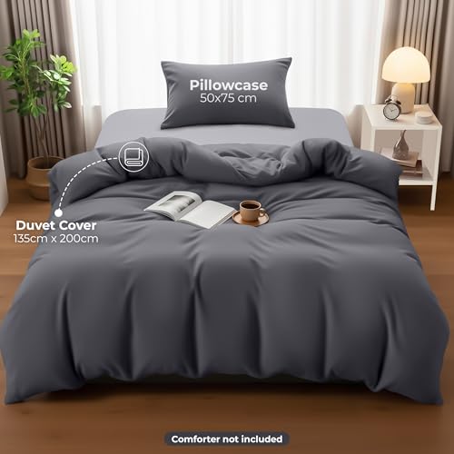 Utopia Bedding Single Duvet Cover Sets - Soft Microfibre Polyester Duvet Cover with Pillow case - Bedding Quilt Cover Set (Grey) - Image 3