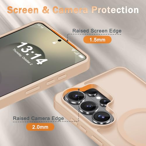 Image of for Samsung Galaxy S26 Ultra Case, Matte Magnetic Phone Cover, Coral Pink | Fit for MagSafe, Screen Protector included, Shockproof Military Grade Protection, Translucent Frosted Back
