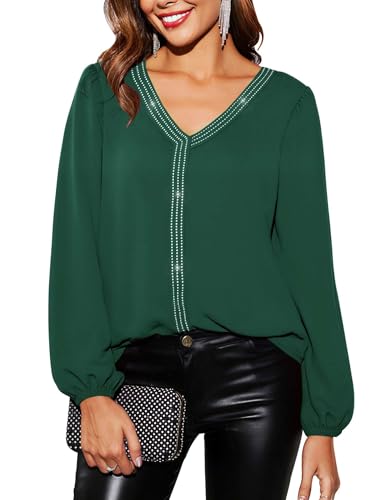 Teesho Damen Bluse V-Ausschnitt Elegant...