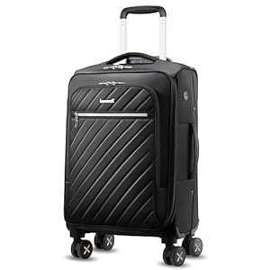 LUGGEX Carry On Luggage 20 inch Expandable, Rolling Suitcases with Spinner Wheels Softside, Lightweight (Black)