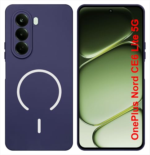 Image of SBMS Silicone Back Cover Case for OnePlus Nord CE6 Lite 5G | Soft Micro-Fibre Lining Inside | Magsafe Print On Back Side Camera Protection Bump | Shockproof Case OnePlus Nord CE 6 Lite (Blue)