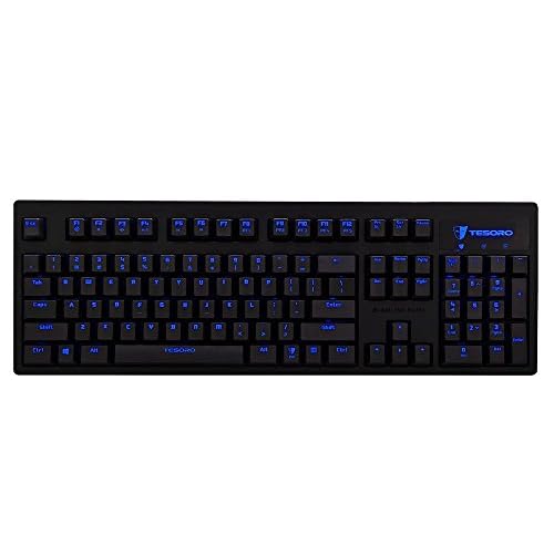 Tesoro Excalibur Mechanische Gaming Tastatur Schwarz QWERTZ Deutsches Tastaturlayout mit Kailh Brown Switches und Blauer Beleuchtung