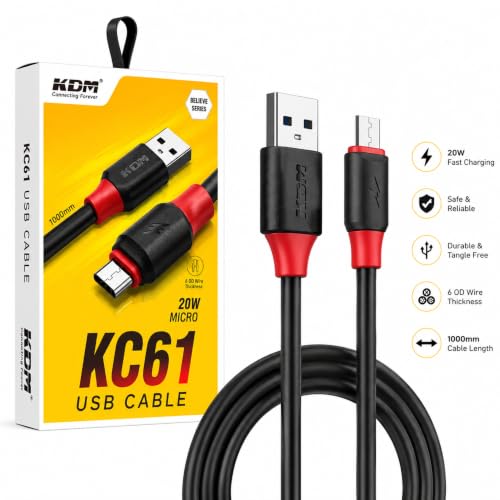Image of USB to Micro USB Charging Cable | 20W Charging Support | 1 Meter Data & Charging Cable | Black
