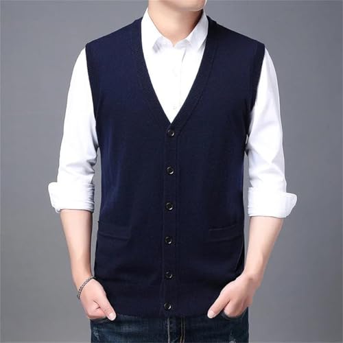 Yeuyyben Middle-Aged Wool Vest Men's Cardigan Fashionable Casual Knitted Top Sweater Vest Men2
