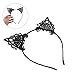 LUOZZY 6pcs Lace Cat Ears Headband Black Hollow Out Hair Accessories for Women Girls Halloween Party Cosplay Fashion Headwear