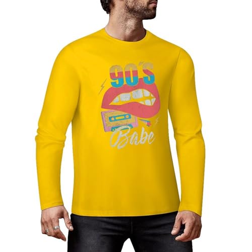 Camiseta de manga larga con gráfico de los años 90 Babe Funy, camiseta de algodón de primera calidad para hombres y mujeres, Estilo amarillo medio, 4XL
