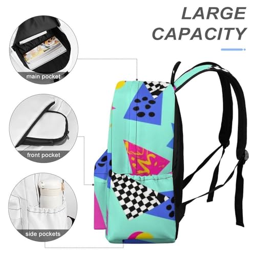 Men's Anti Theft Laptop Backpack Casual Daypack Lightweight Travel Bag Laptop Hiking Backpack Geometric Checkered Zebra Tiger Leopard Print Mint Green Retro 80s 90s4