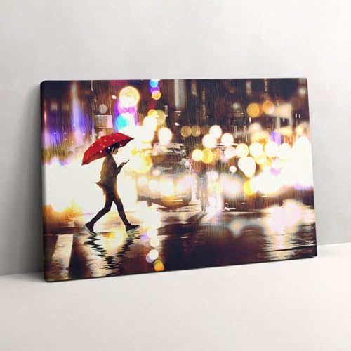 Illustration de Rue de Pluie Animé - Image sur Toile Murale d'Art