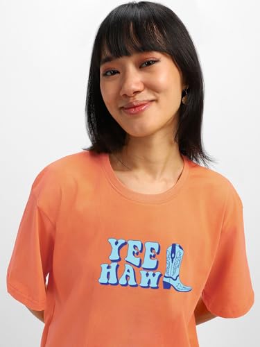 Image of JUNEBERRY Pure Cotton Oversized Baggy Fit Round Neck Drop Shoulder Swan White Back Graphic Printed T-Shirt for Women /Girls
