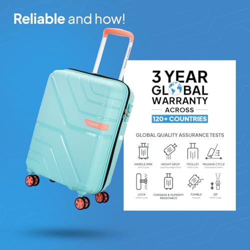 Image of American Tourister Upland Sport 55 CM Small Carry-On Luggage, Polypropylene (PP) Hardside 8 Wheels Spinner Luggage with Combination Lock, Suitcase /Trolley Bag for Travel - Blue